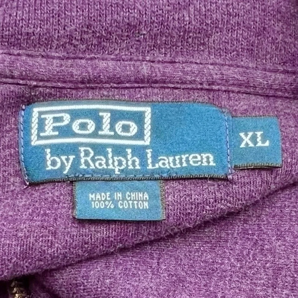 POLO BY RALPH LAUREN PURPLE COTTON QUARTER ZIP SWEATER